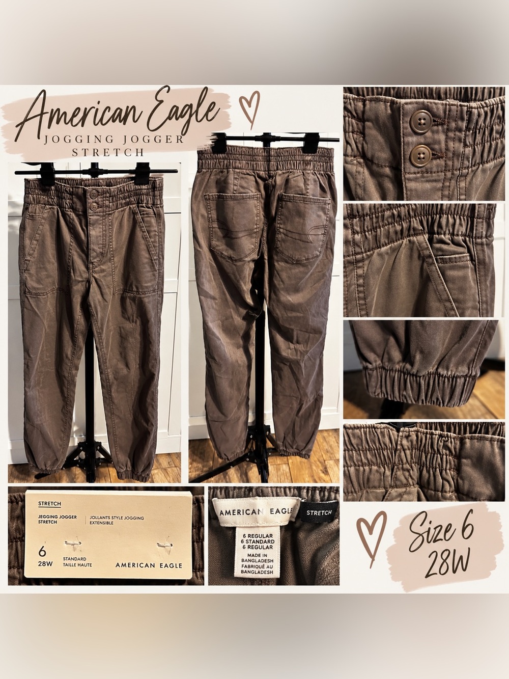 NWT American Eagle Jollants Style Stretch Jegging Joggers — Size 6 (28W) ✨